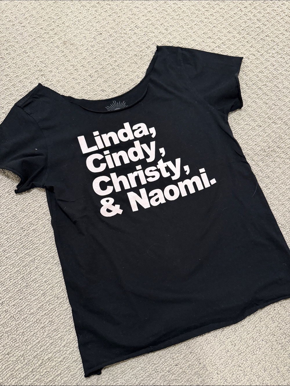 Graphic Tee with White Text - Linda, Cindy, Christy & Naomi